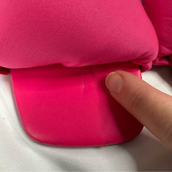 Open Edit Cleo Sandal Size 6 Neon Pink Barbie Kitten Block Heel 80s Slip On - Picture 2 of 6